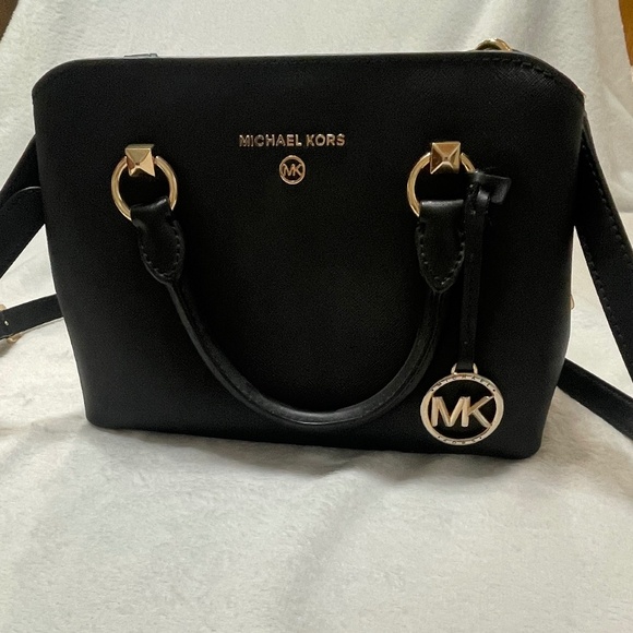 Michael Kors Edith Saffiano Satchel Handbag, Crossbody Black Pre-Owned - Picture 1 of 15